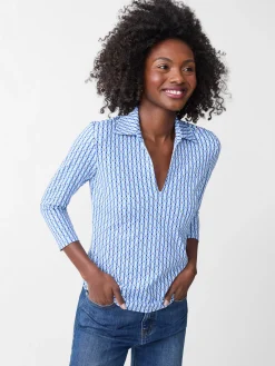 Aida 3/4 Sleeve Top in Blooms Geo