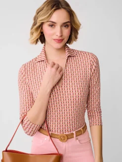 Aida 3/4 Sleeve Top in Blooms Geo