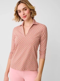 Aida 3/4 Sleeve Top in Blooms Geo