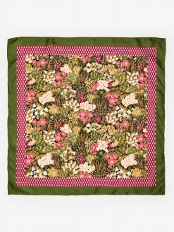 Amoura Silk Scarf in Verdant Garden Square