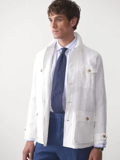 Brando Linen Safari Jacket in Herringbone