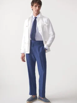 Brando Linen Safari Jacket in Herringbone