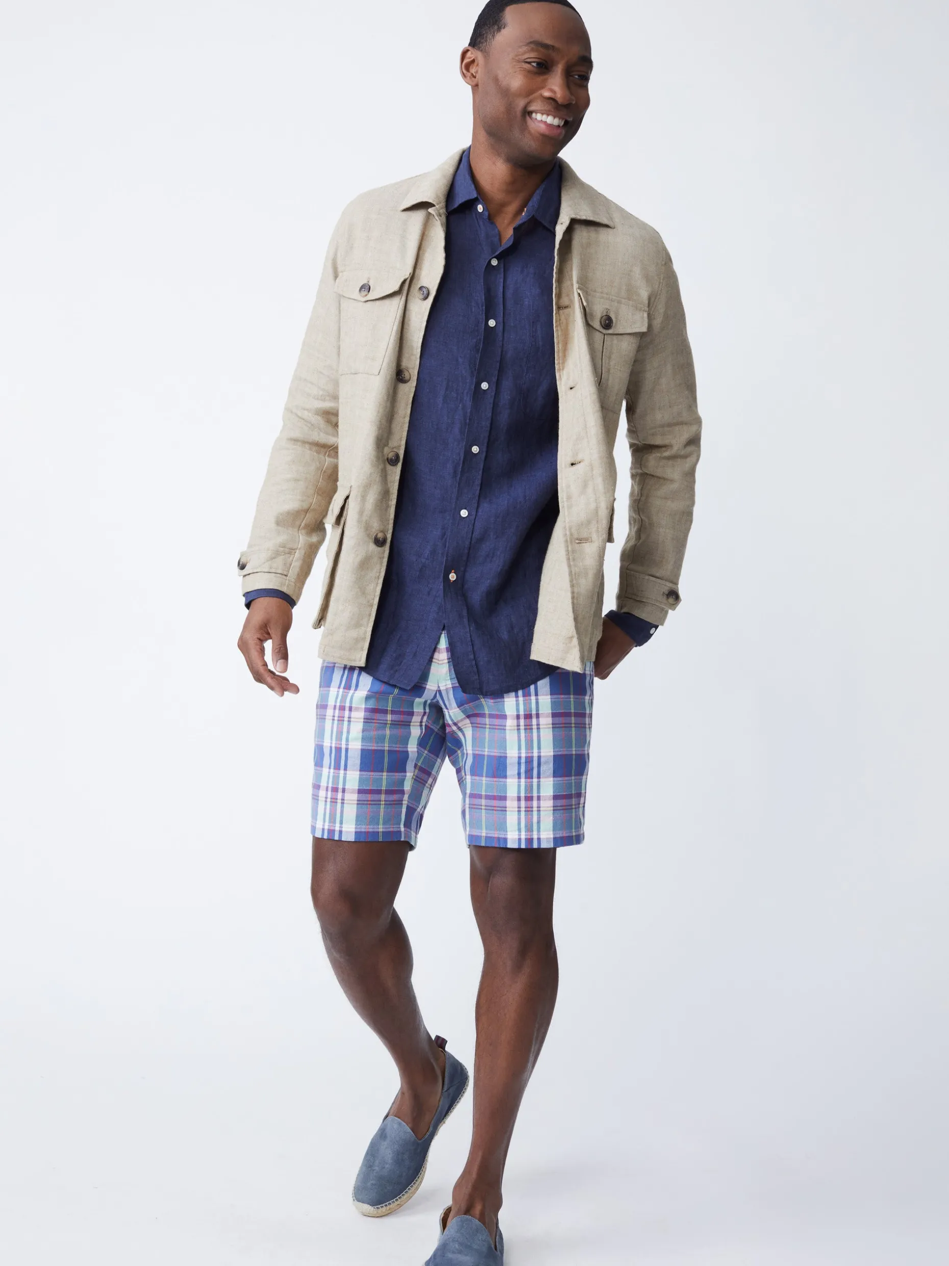 Brando Linen Safari Jacket in Herringbone