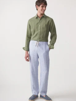 Callistair Linen Pants in Hairline Stripe