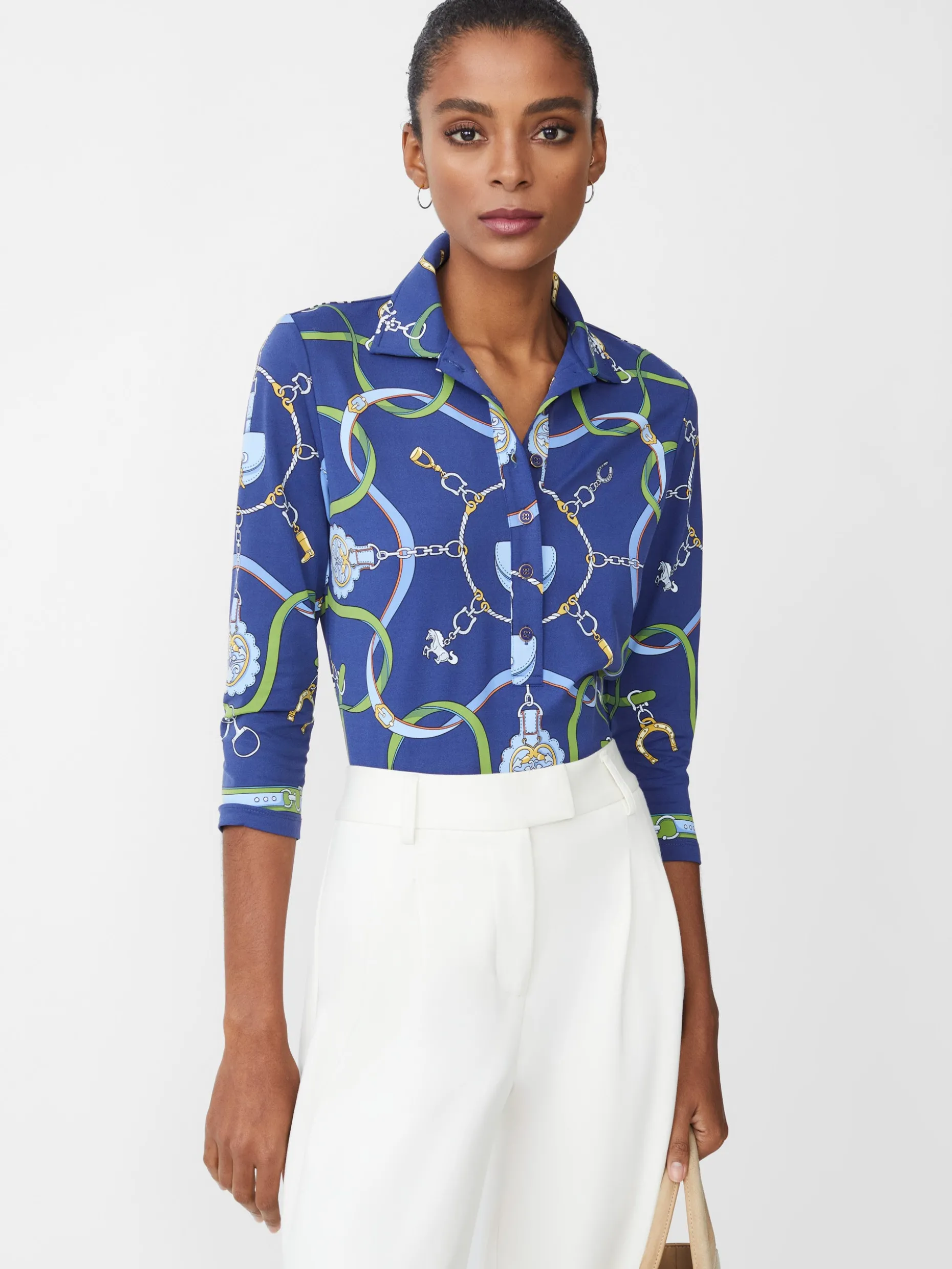 Court 3/4 Sleeve Polo in Fairfax Crest