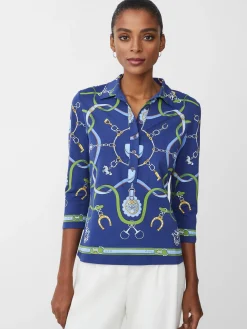 Court 3/4 Sleeve Polo in Fairfax Crest