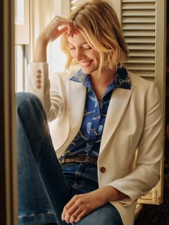 Court 3/4 Sleeve Polo in Fairfax Crest