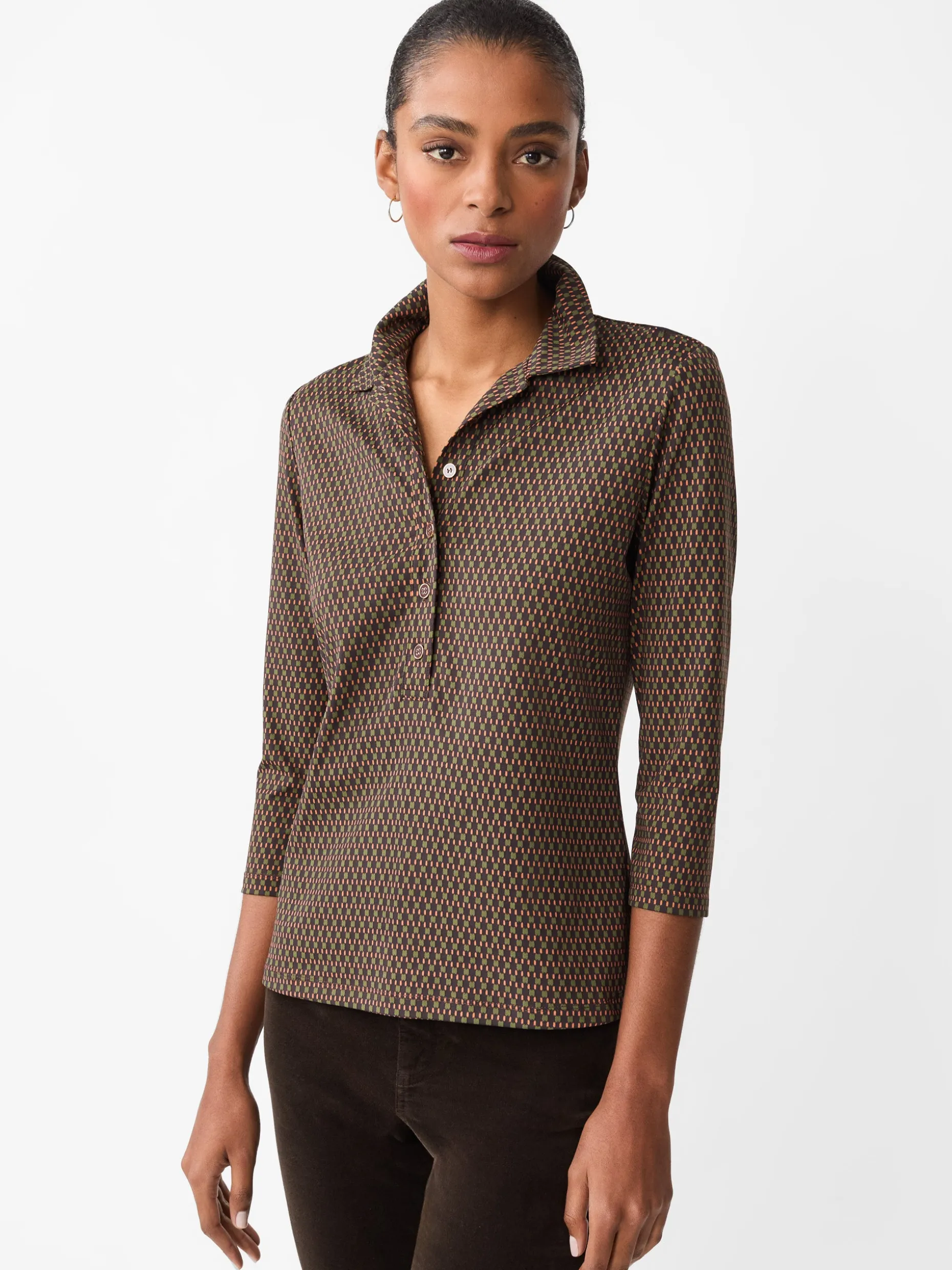 Court 3/4 Sleeve Polo in Rubiks Check