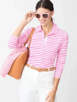 Court 3/4 Sleeve Polo in Santa Rosa Stripe