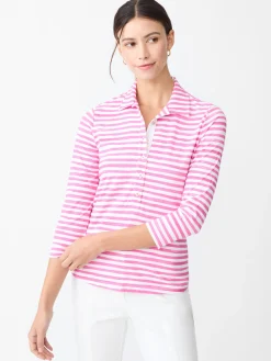 Court 3/4 Sleeve Polo in Santa Rosa Stripe