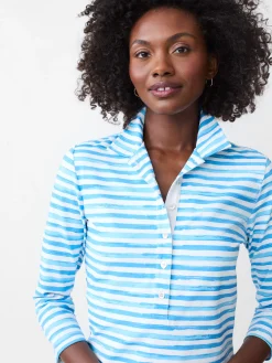 Court 3/4 Sleeve Polo in Santa Rosa Stripe