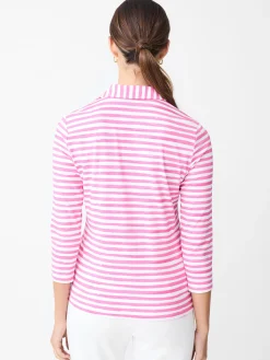 Court 3/4 Sleeve Polo in Santa Rosa Stripe