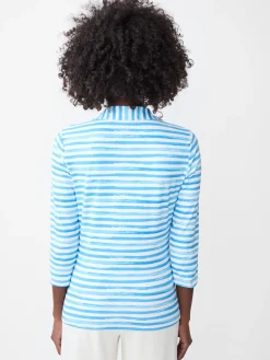 Court 3/4 Sleeve Polo in Santa Rosa Stripe