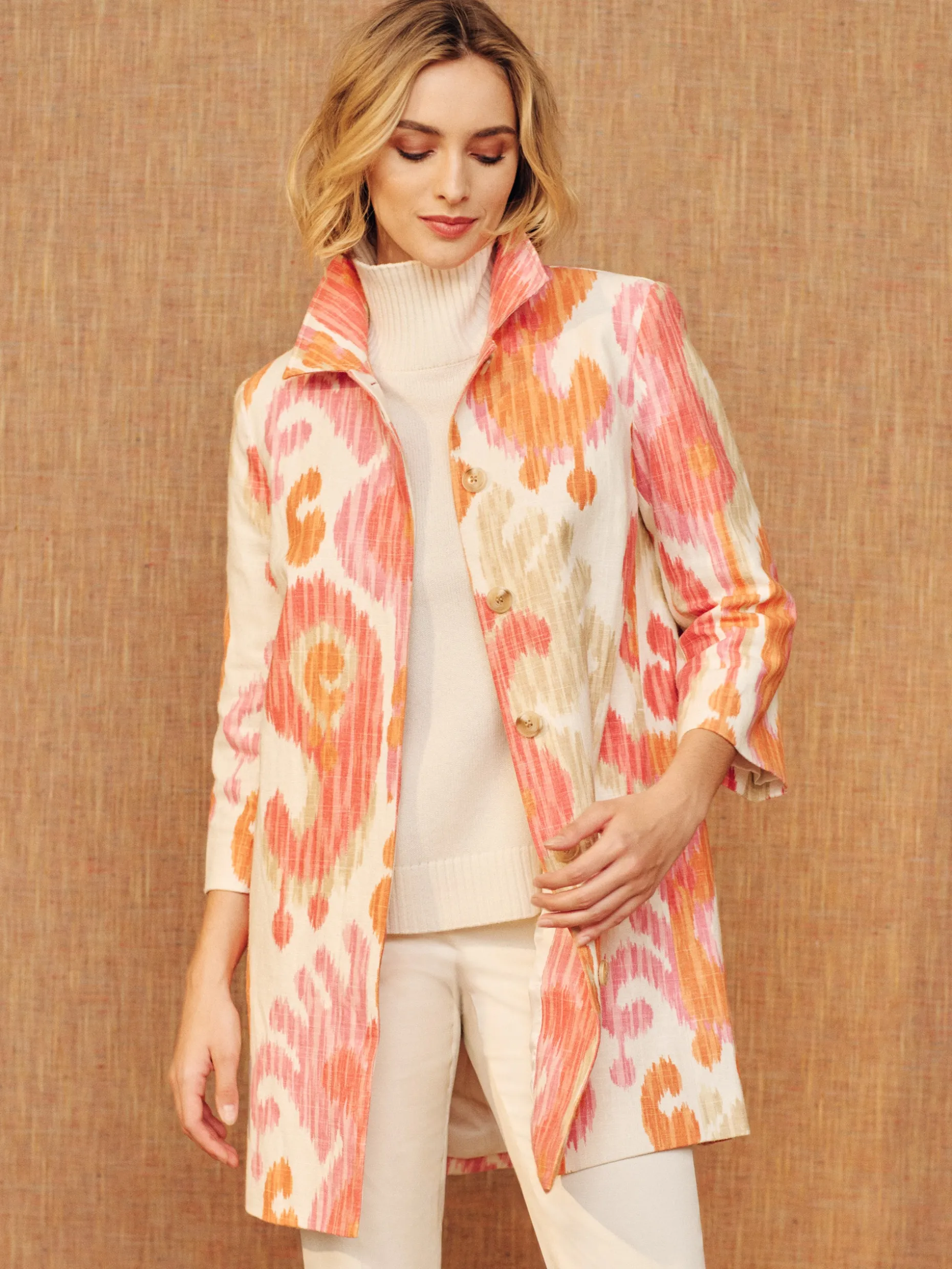 Deirdre Coat in Ikat Swirl
