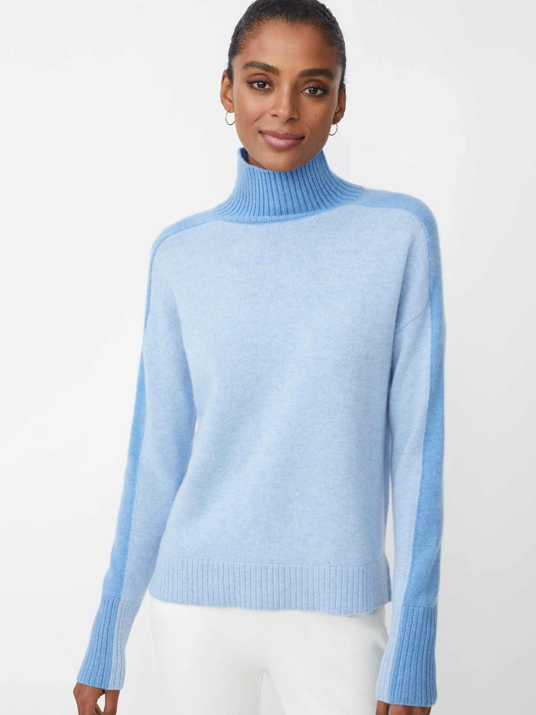 Dina Cashmere Turtleneck in Color Block