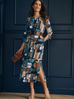 Eldridge Dress in Midi Abstract Expressionism