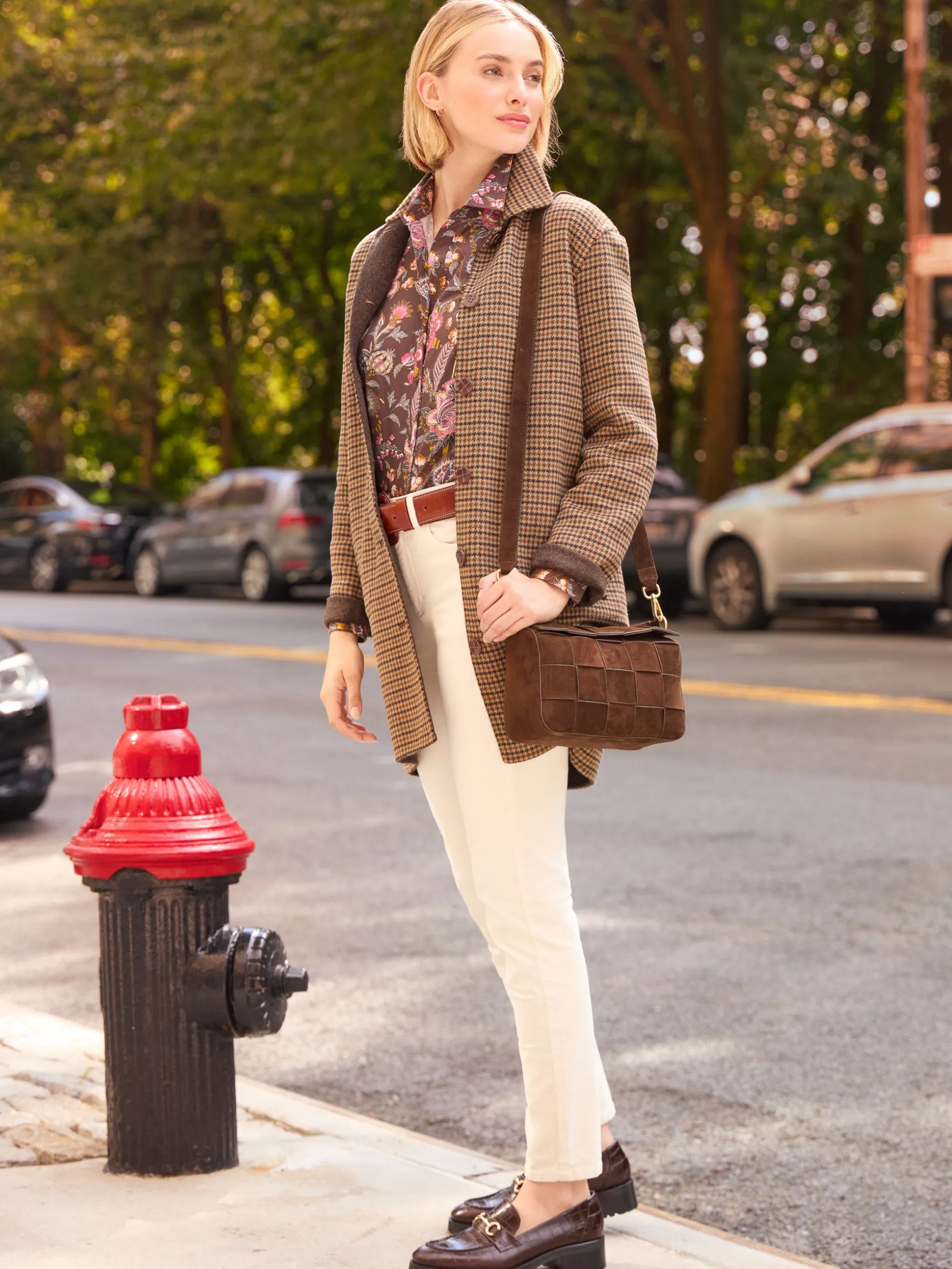 Frade Reversible Wool Coat in Houndstooth