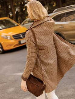 Frade Reversible Wool Coat in Houndstooth