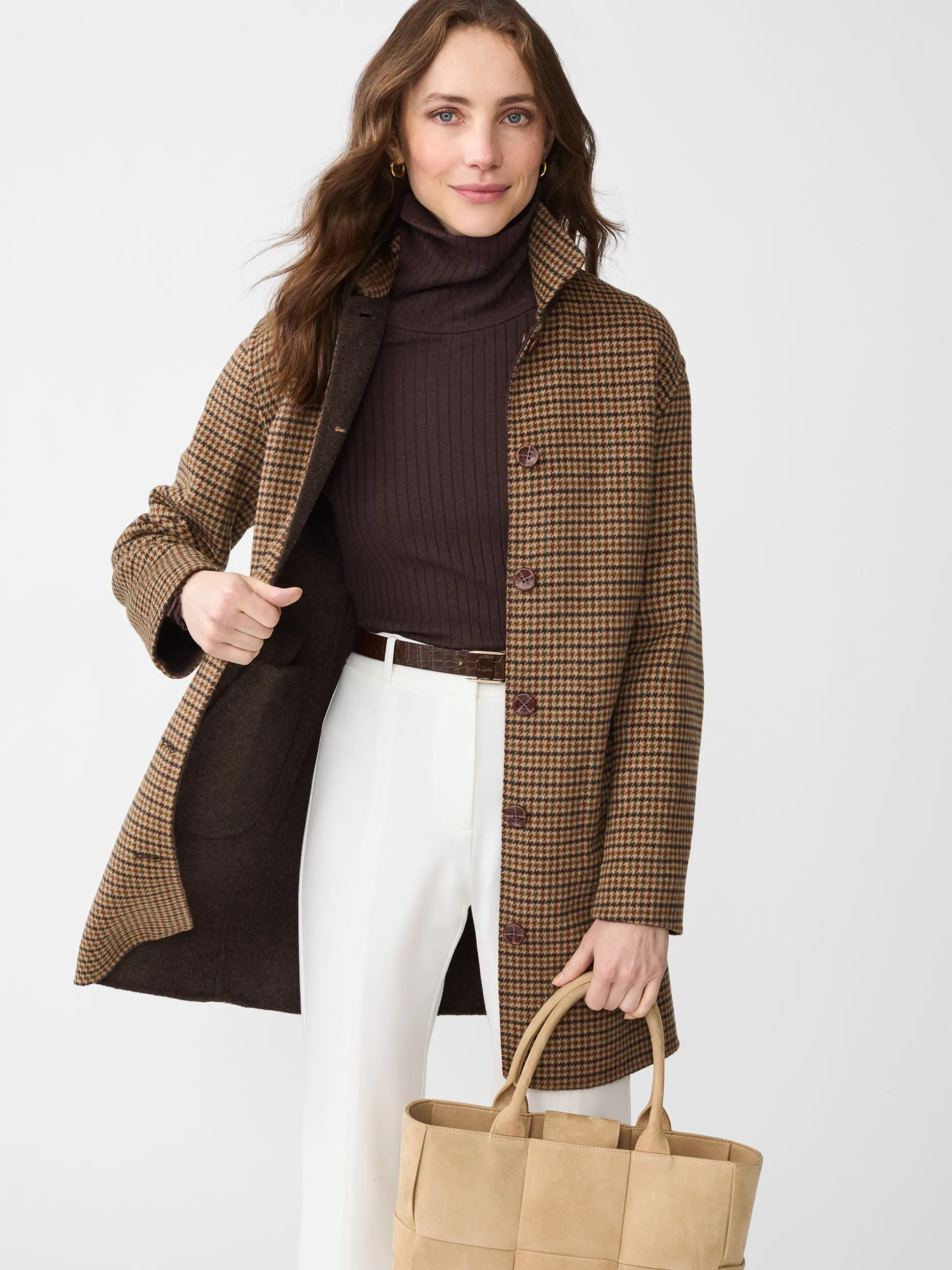 Frade Reversible Wool Coat in Houndstooth