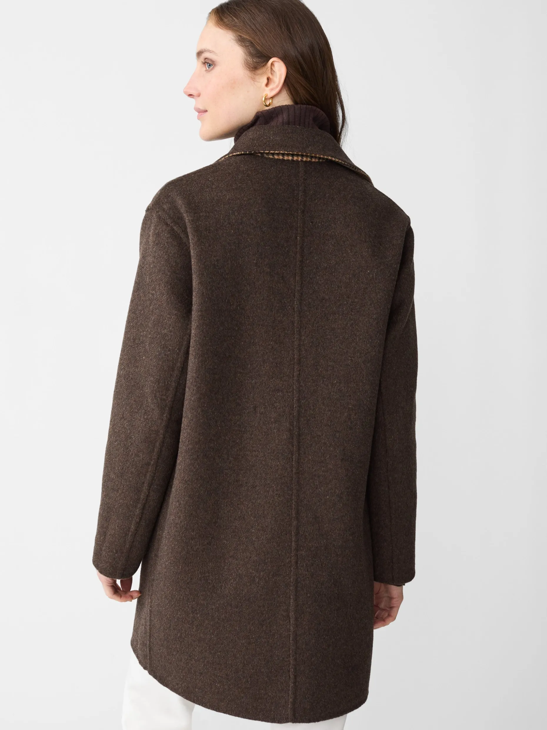 Frade Reversible Wool Coat in Houndstooth