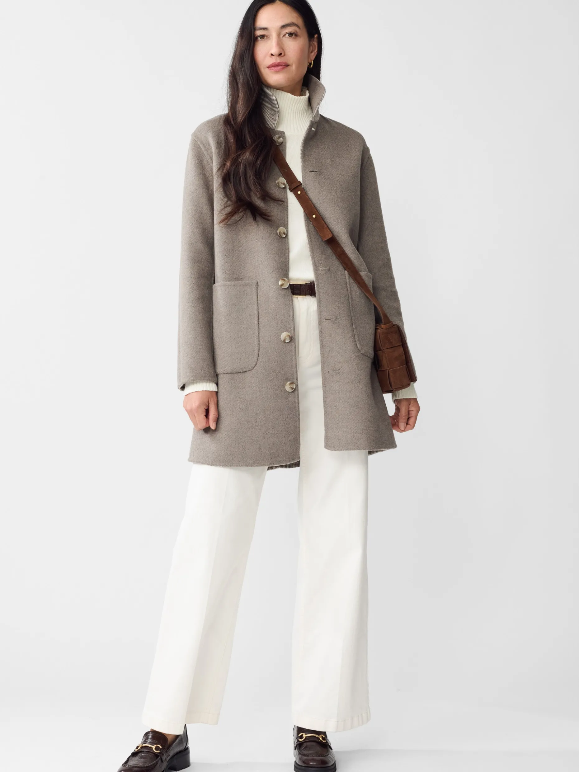 Frade Reversible Wool Coat in Glen Plaid