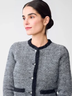 Inez Cardigan in Herringbone Jacquard