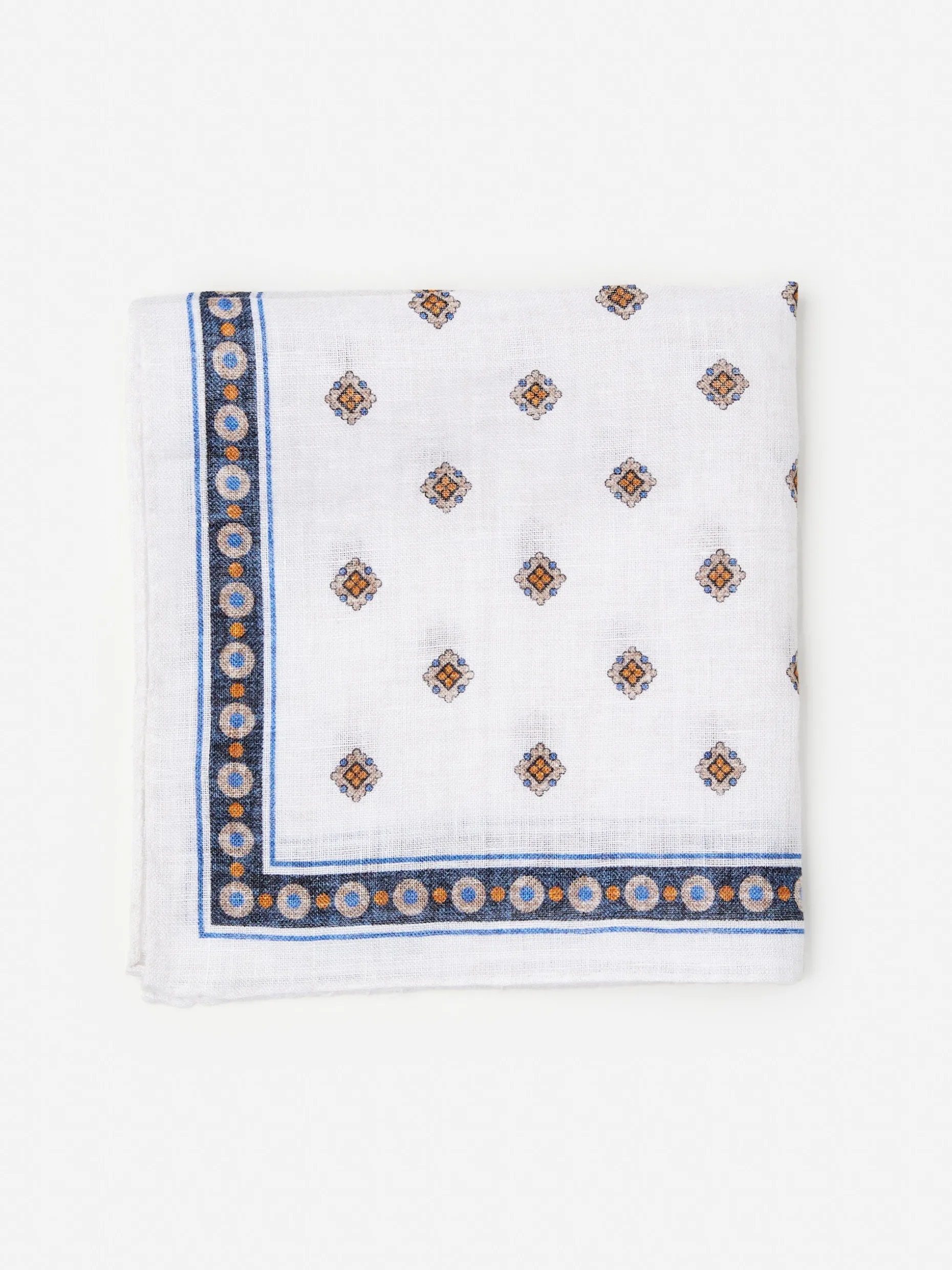 Linen Pocket Square in Foulard