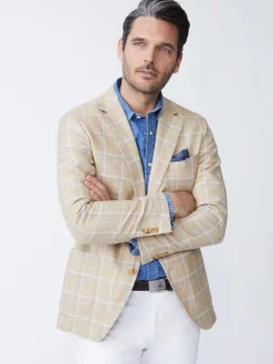 Lisbon Linen Sport Coat in Window Pane