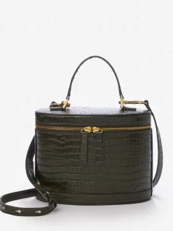 Lyla Leather Bucket Bag in Croc