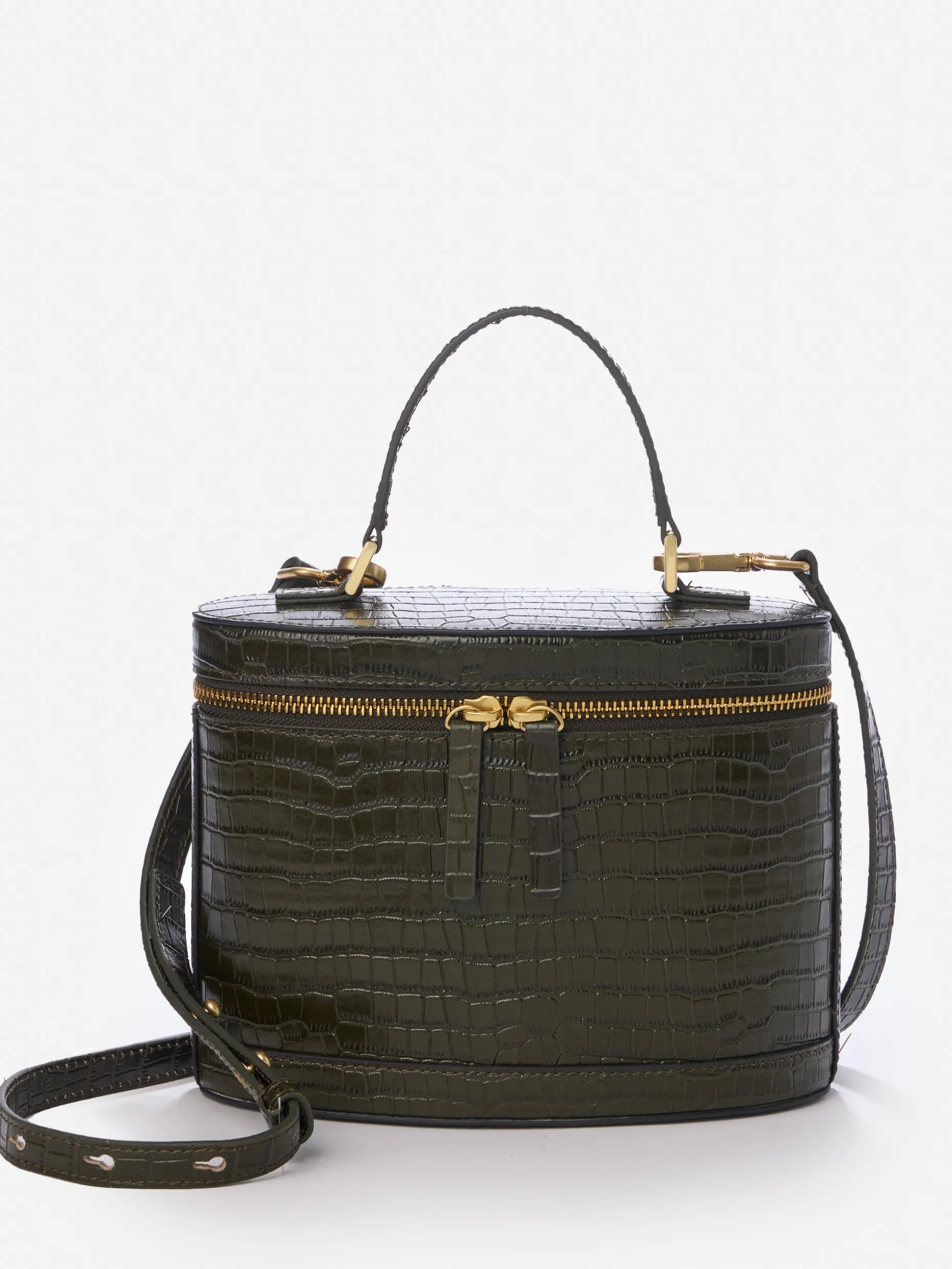 Lyla Leather Bucket Bag in Croc