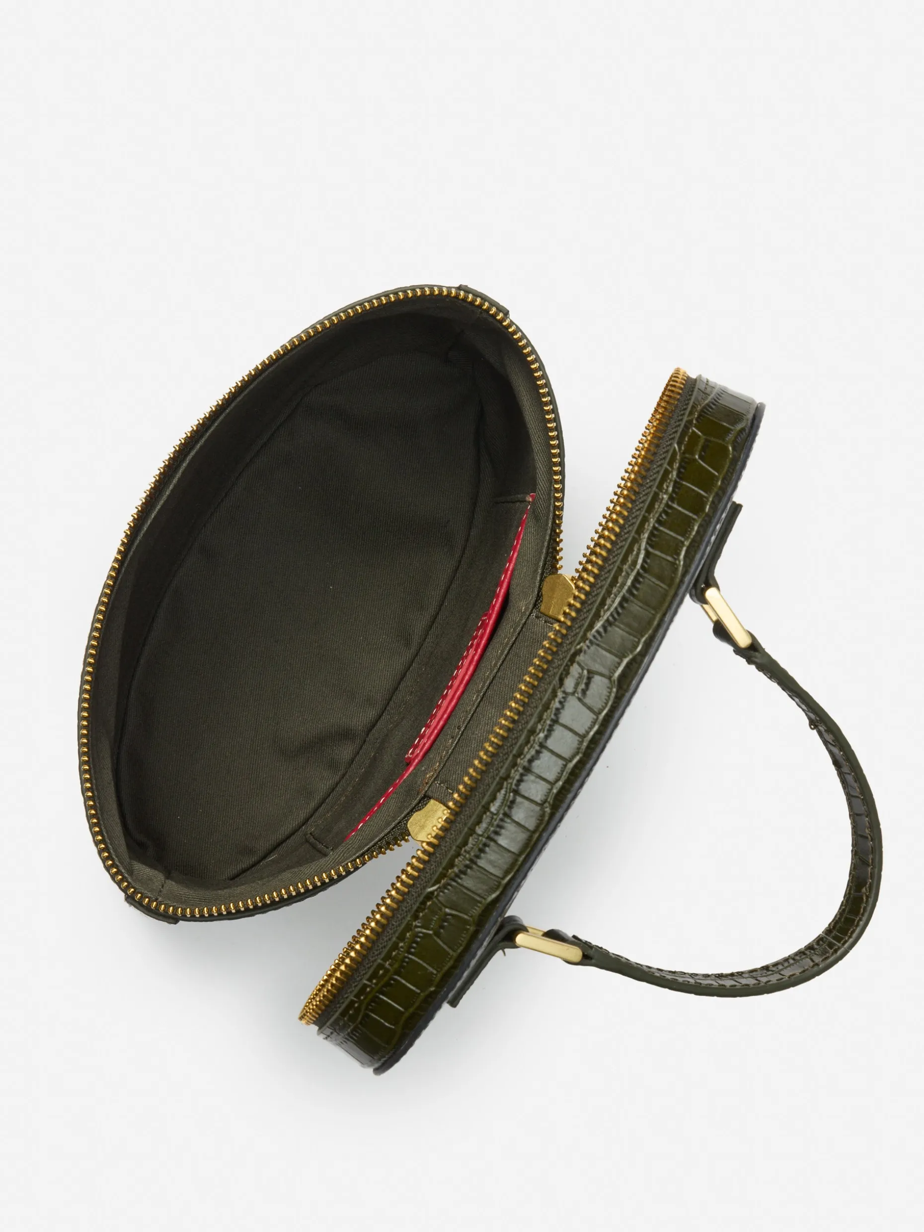 Lyla Leather Bucket Bag in Croc