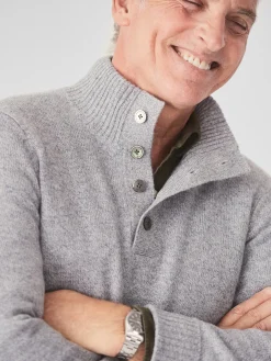 Mock Neck Cashmere Henley Sweater