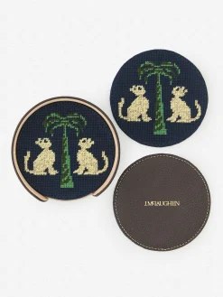 Needlepoint Coaster Set in Cat u0026 Tree