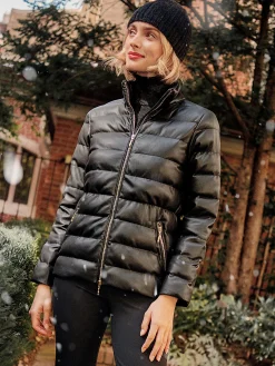 Sariah Vegan Leather Puffer Jacket