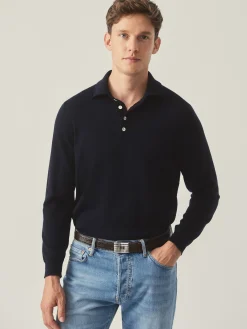 Savona Merino Wool u0026 Silk Polo Sweater