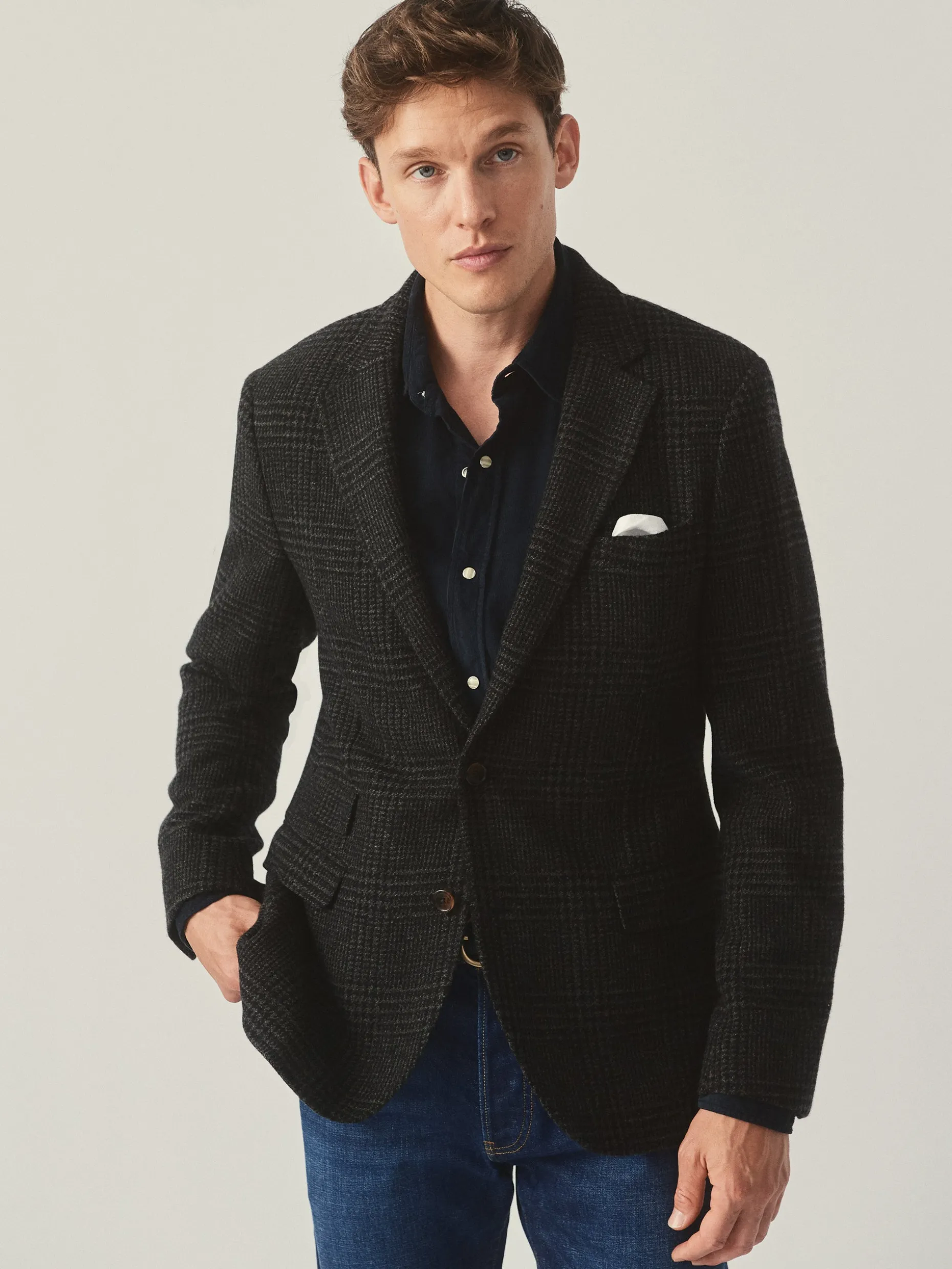 Suffolk Wool Sport Coat in Glen Plaid