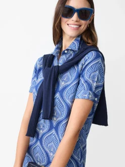 Teresa Linen Blend Dress in Neo Tangier Geo