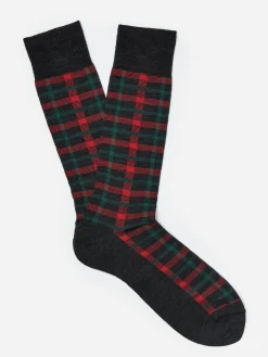 Wool Socks in Even Square Plaid